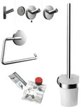 Emco WC-Set 439800100 chrom, Papierhalter, B&uuml;rstengarnitur, Haken und Klebe-Set