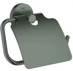 Grohe Essentials WC-Papierhalter 40367AL1 hard graphite geb&uuml;rstet, mit Deckel,