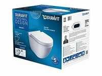 Duravit Starck 3 Wand-Tiefspül-WC-Set 45270900A1 mit WC-Sitz, Rimless, weiß