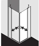 Kermi Liga Eckeinstieg-H&auml;lfte Pendelt&uuml;r mit Festfeld LIEPR080181AK 80x185cm,...