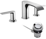 hansgrohe Vivenis Waschtisch-3-Loch-Armatur 75033000 mit Zugstangen-Ablaufgarnitur,