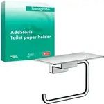 hansgrohe AddStoris Papierrollenhalter 41772000 mit Ablage, Wandmontage, Metall,