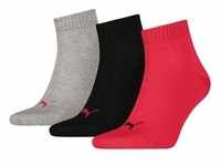 3er Pack PUMA Quarter Plain Socken black/red 35-38