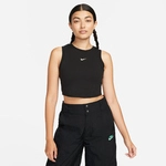 NIKE Sportswear Essentials Geripptes, verk&uuml;rztes Tanktop Damen 010 - black/sail XS