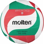molten Leicht-Volleyball Trainingsball wei&szlig;/gr&uuml;n/rot V5M2000-L Gr. 5