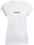 adidas Essentials Linear Baumwoll T-Shirt Damen JC8239 - white/black XL