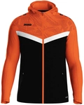 JAKO Iconic Trainingsjacke mit Kapuze 807 - schwarz/neonorange S
