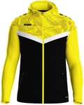 JAKO Iconic Trainingsjacke mit Kapuze 808 - schwarz/soft yellow S