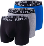 3er Pack REPLAY Basic Cuff Boxershorts Herren N175 - black/grey melange/turquoise L