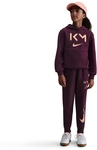 NIKE Kylian Mbapp&eacute; Club Fleece Hoodie Kinder 610 - bordeaux/orange pulse/melon tint