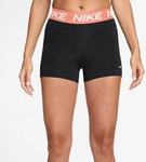 NIKE Pro Mid-Waist kurze Leggings Damen 013 - black/crimson bliss/white M