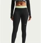NIKE Pro Mid-Waist Leggings Damen 011 - black/barely volt/white XXL