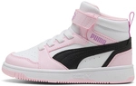 PUMA Rebound V6 Mid AC+ Sneaker Kinder 43 - PUMA white/PUMA black/pearl pink 34