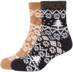 2er Pack camano Cosy Norwegian Winter Short Quarter Socken Damen 9999 - black...
