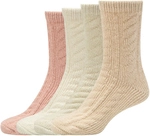 4er Pack s.Oliver Cosy Cable Knit Crew Socken Damen 8060 - oxford tan lurex...