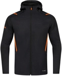 JAKO Challenge Kapuzenjacke schwarz meliert/neonorange XXL