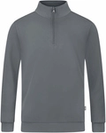 JAKO Organic Sweatshirt mit 1/4-Rei&szlig;verschluss steingrau L