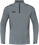 JAKO Challenge Sweatshirt mit 1/4-Rei&szlig;verschluss Kinder steingrau/schwarz 128