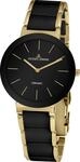 Keramikuhr JACQUES LEMANS "Monaco", schwarz (schwarz, goldfarben), Armbanduhren,