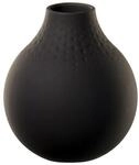 Dekovase VILLEROY & BOCH "Vase Perle Manufacture Collier 12 cm", schwarz (noir),