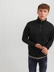 Sweatshirt JACK & JONES "JJEBRADLEY SWEAT HALF ZIP NOOS", Herren, Gr. S, schwarz,