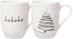 Becher VILLEROY & BOCH "Kaffeebecher XMAS Statement 280 ml 2er Set wei&szlig;", wei&szlig;,