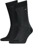 Socken TOMMY HILFIGER "TH MEN SMALL STRIPE SOCK 2P", Herren, Gr. 39-42, schwarz,