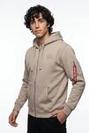 Kapuzensweatjacke ALPHA INDUSTRIES "Back Print Zip Hoody", Herren, Gr. S, beige