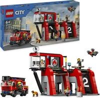 Konstruktionsspielsteine LEGO "Feuerwehrstation mit Drehleiterfahrzeug (60414), LEGO