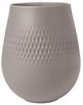 Dekovase VILLEROY & BOCH "Vase Manufacture Collier 14 cm", grau (taupe), Vasen,