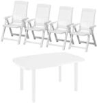 Garten-Essgruppe PROGARDEN "Tampa", wei&szlig;, verstellbar, Kunststoff, Sitzm&ouml;bel-Sets,