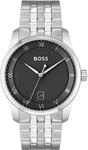Quarzuhr BOSS "PRINCIPLE", silber (silberfarben, schwarz), Armbanduhren, Herren,
