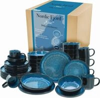 Kombiservice CREATABLE "Nordic Fjord", blau, 30 Stk., Steinzeug, Geschirr-Sets,