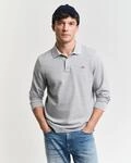 Poloshirt GANT "REG SHIELD LS PIQUE RUGGER", Herren, Gr. S, grau (grau melange),