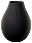 Dekovase VILLEROY & BOCH "Vase Perle Manufacture Collier 20 cm", schwarz (noir),