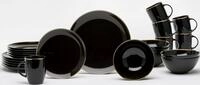 Kombiservice VAN WELL "Geschirr-Set, Service Glamour Black", gold (schwarz,