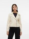 Bikerjacke VERO MODA "VMJOSE SHORT FAUX SUEDE JACKET GA NOOS", Damen, Gr. S, beige