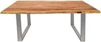 Esstisch SIT "Sydney Wildeiche mit Baumkante & stylischem Kufengestell", beige