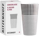Becher RITZENHOFF "Kaffeebecher XL Genussklasse 525 ml schwarz-wei&szlig;", bunt (schwarz,