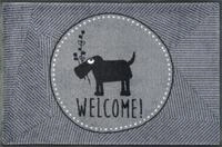 Fu&szlig;matte "Herr Just, Welcome" Gr. 15, grau, B:50cm H:9mm L:75cm, Kunstfaser,