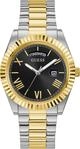 Quarzuhr GUESS "CONNOISSEUR", silber (silberfarben, goldfarben, schwarz, schwarz),