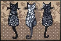 Fu&szlig;matte "Katzenbande" Gr. 2, grau (taupe), B:50cm H:7mm L:75cm, Kunstfaser,