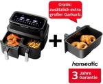 HANSEATIC Hei&szlig;luftfritteuse "HAF212600D 39156050 2in1", schwarz, B:30cm H:30cm