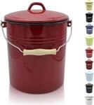 M&uuml;lleimer KR&Uuml;GER "Emaille-Eimer mit Deckel Serie Rio", rot, H:27,5cm &Oslash;:24cm,