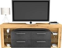 TV-Board FMD "Vibio", schwarz (artisan eiche, matera), B:180cm H:72,7cm T:41,3cm,