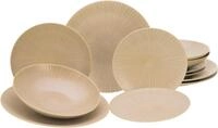 Teller-Set CREATABLE "Vesuvio Sand", beige (sand), 12 Stk., Steinzeug, Geschirr-Sets,