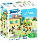 Konstruktions-Spielset PLAYMOBIL "Bauernhof-Abenteuer mit Traktor, Anh&auml;nger u. tier.