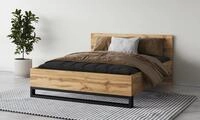 Bettgestell HOME AFFAIRE "Bronne, Topeseller, Industrial Design", braun (wotan eiche,