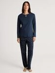 Schlafanzug CALIDA "Sweet Dreams", Damen, Gr. L (48/50), blau (peacoat blau),