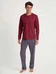 Pyjama CALIDA "Relax Imprint", Herren, Gr. L (52/54), rot (mars rot), Obermaterial: